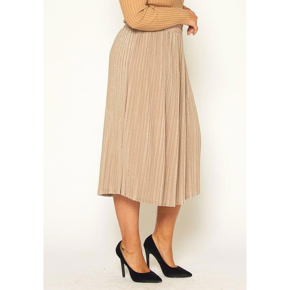 Pleione Women's Lurex Pleated Maxi Skirt In Blush Plus Size 3X